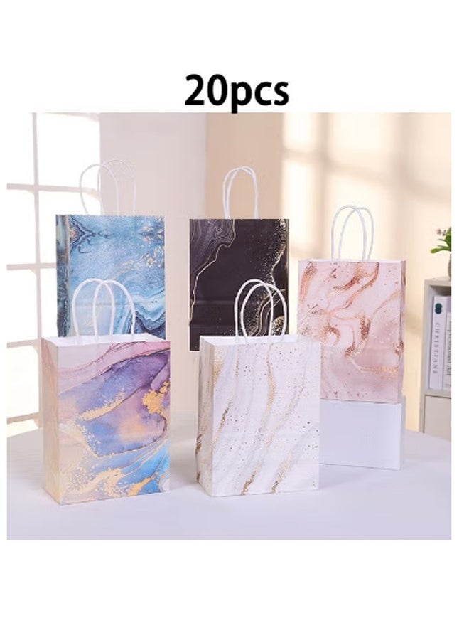 20 Pieces Party Favor Bags,Shopping Bag,Party Bags For Kids, supplies Snack candy Gift Bag Food Bags,Double-Sided Bags For Birthday Wedding Celebrations Party Favors 21*15*8 (Five colors) - Image 1